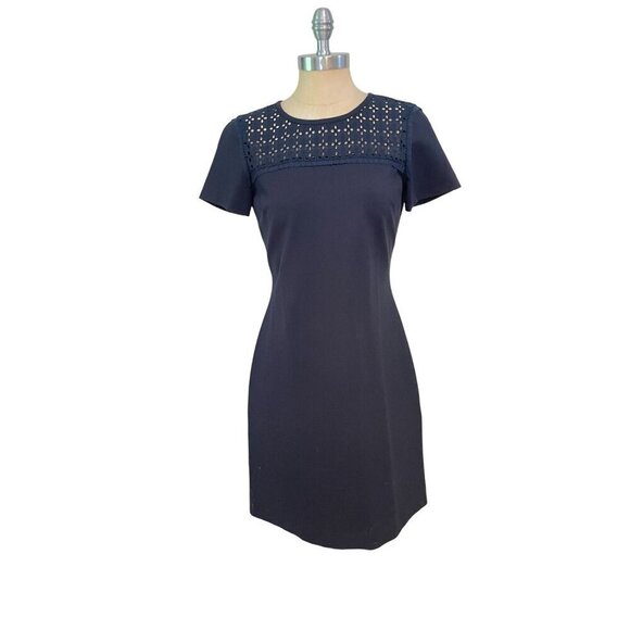 Brooks Brothers Red Fleece Navy Eyelet-Detail Shift Dress Size Small - Picture 1 of 4
